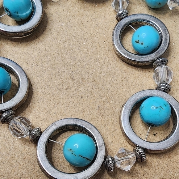 Set of statements bracelets, gold with Murano Glass & silver with turquoise bead - Picture 4 of 7